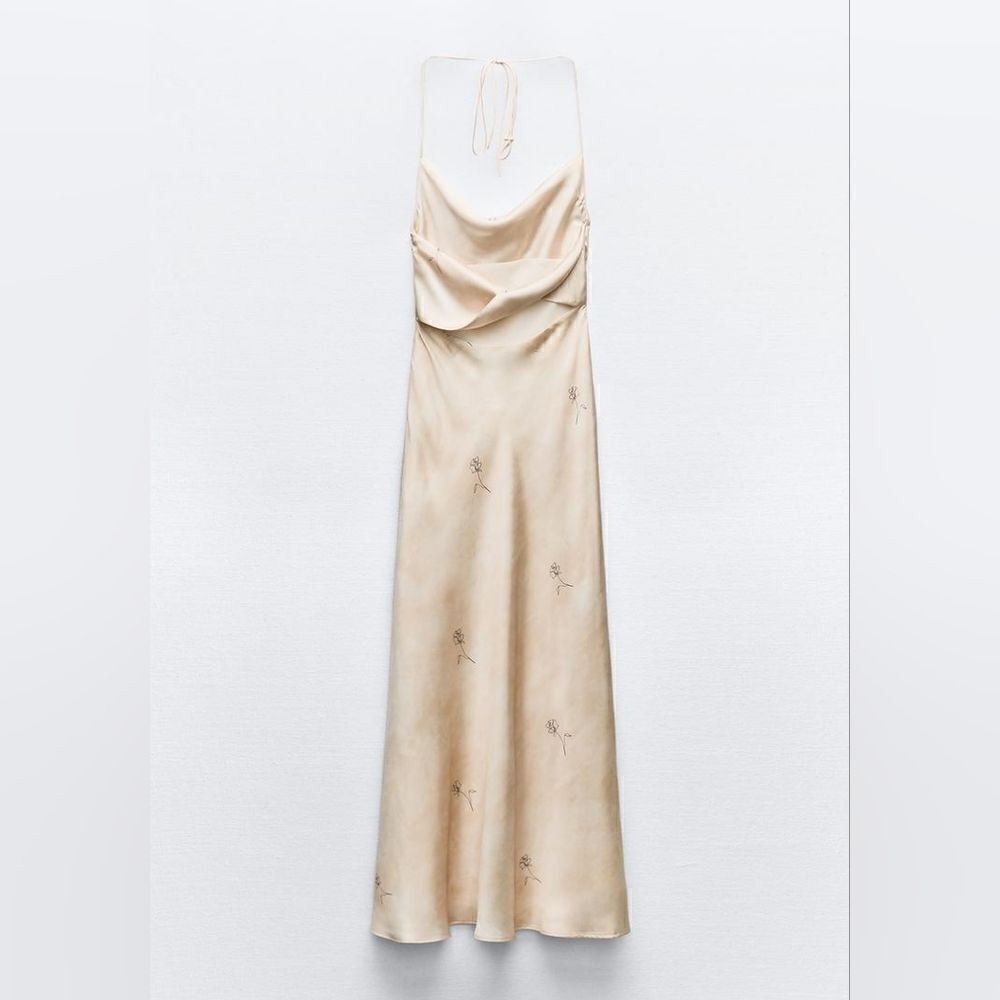 Zara SATIN EFFECT PRINT DRESS - Picture 9 of 11